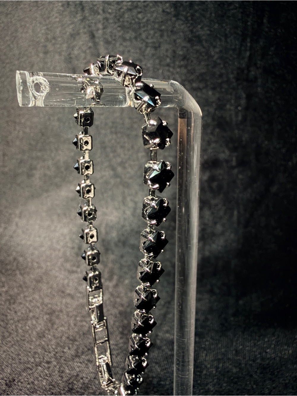 Tennis Bracelet Black Onyx 5.5MM Square Prong Set 6.5-7.5in WG Finish. Beautiful